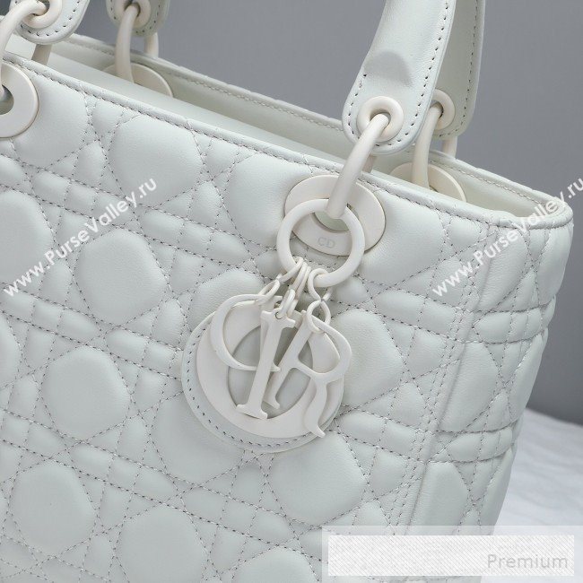 Dior Lady Dior Top Handle Bag in Ultra-Matte Cannage Calfskin White 2019 (BFS-9053023)