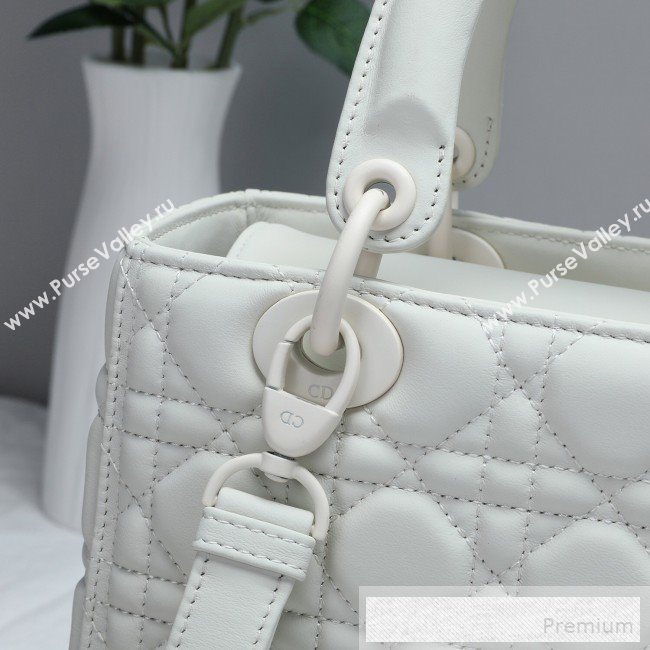 Dior Lady Dior Top Handle Bag in Ultra-Matte Cannage Calfskin White 2019 (BFS-9053023)