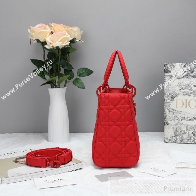 Dior Lady Dior Top Handle Bag in Ultra-Matte Cannage Calfskin Red 2019 (BFS-9053025)