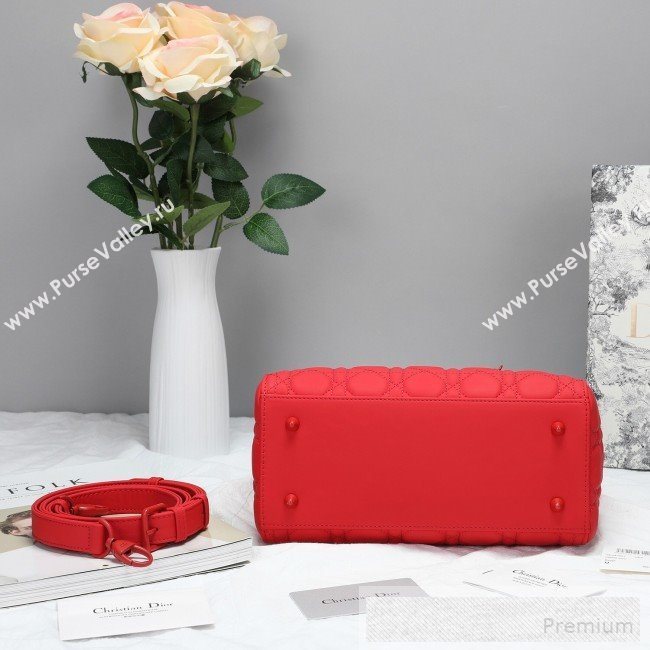 Dior Lady Dior Top Handle Bag in Ultra-Matte Cannage Calfskin Red 2019 (BFS-9053025)