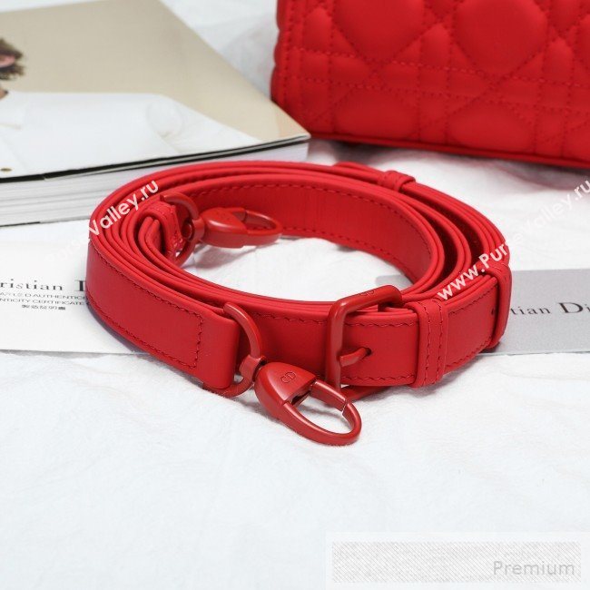 Dior Lady Dior Top Handle Bag in Ultra-Matte Cannage Calfskin Red 2019 (BFS-9053025)
