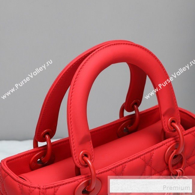 Dior Lady Dior Top Handle Bag in Ultra-Matte Cannage Calfskin Red 2019 (BFS-9053025)