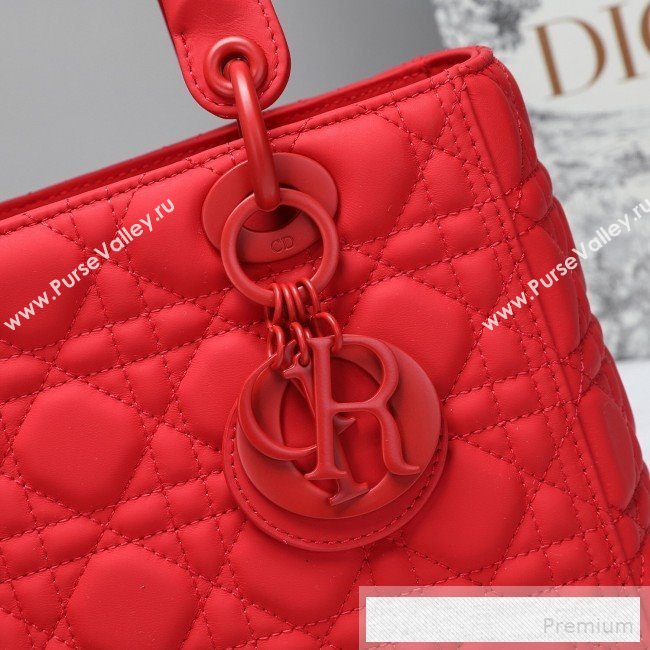Dior Lady Dior Top Handle Bag in Ultra-Matte Cannage Calfskin Red 2019 (BFS-9053025)