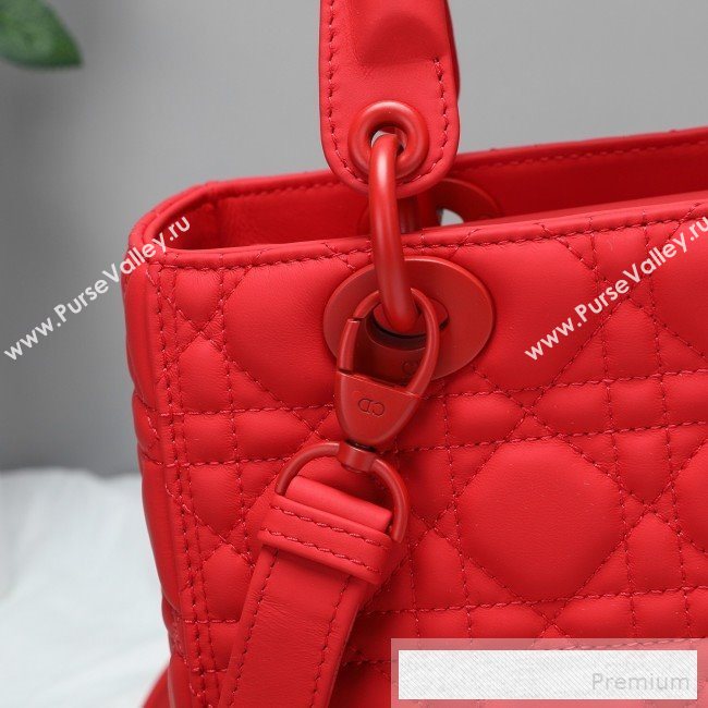 Dior Lady Dior Top Handle Bag in Ultra-Matte Cannage Calfskin Red 2019 (BFS-9053025)