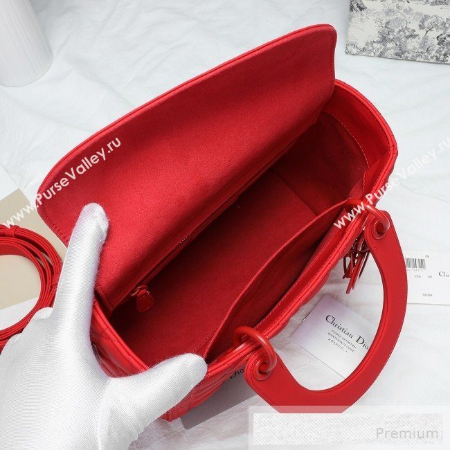 Dior Lady Dior Top Handle Bag in Ultra-Matte Cannage Calfskin Red 2019 (BFS-9053025)
