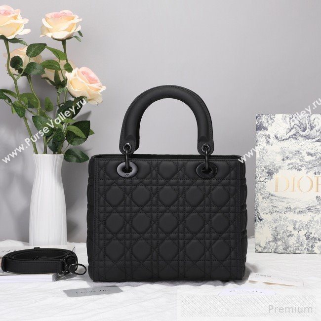 Dior Lady Dior Flap Bag in Ultra-Matte Cannage Calfskin Black 2019 (BFS-9053027)