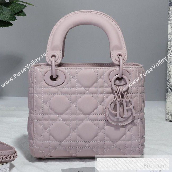 Dior Mini Lady Dior Flap Bag in Ultra-Matte Cannage Calfskin Pink 2019 (BFS-9053028)