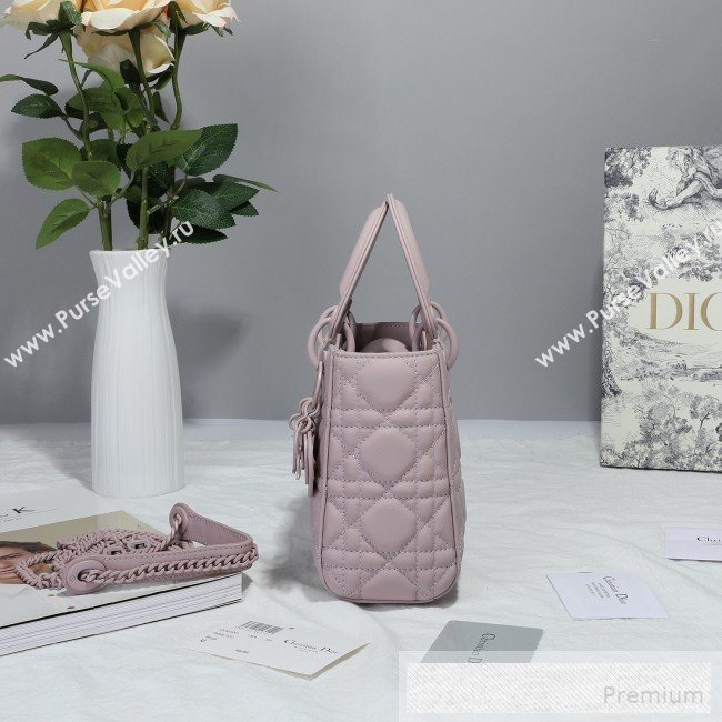 Dior Mini Lady Dior Flap Bag in Ultra-Matte Cannage Calfskin Pink 2019 (BFS-9053028)