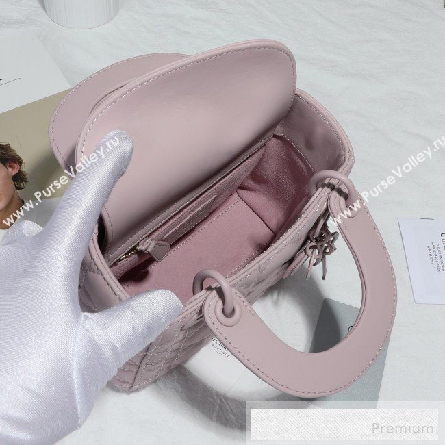 Dior Mini Lady Dior Flap Bag in Ultra-Matte Cannage Calfskin Pink 2019 (BFS-9053028)