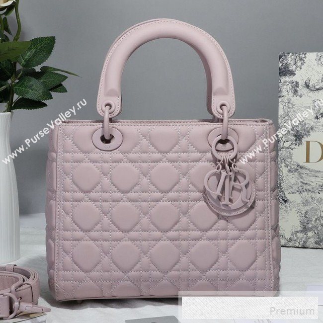 Dior Lady Dior Flap Bag in Ultra-Matte Cannage Calfskin Pink 2019 (BFS-9053029)