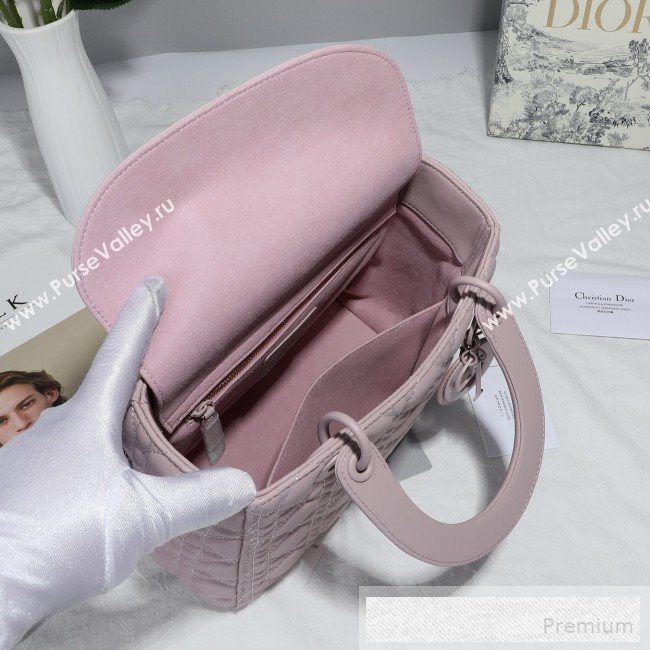 Dior Lady Dior Flap Bag in Ultra-Matte Cannage Calfskin Pink 2019 (BFS-9053029)