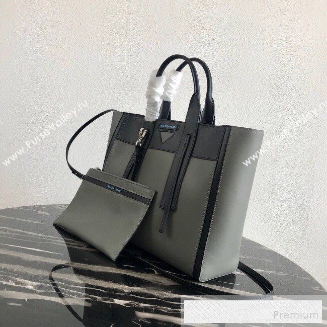 Prada Ouverture Large Leather Tote Bag 1BG235 Grey 2019 (PYZ-9053030)