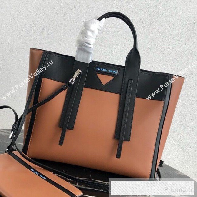 Prada Ouverture Large Leather Tote Bag 1BG235 Brown 2019 (PYZ-9053032)