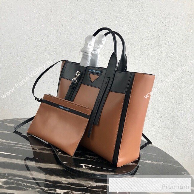 Prada Ouverture Large Leather Tote Bag 1BG235 Brown 2019 (PYZ-9053032)