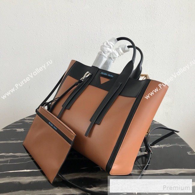 Prada Ouverture Large Leather Tote Bag 1BG235 Brown 2019 (PYZ-9053032)