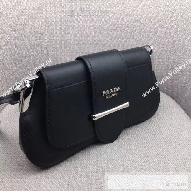 Prada Sidonie Leather Shoulder Saddle Bag 1BD168 Black 2019 (PYZ-9053035)