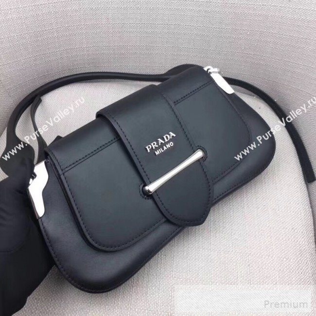 Prada Sidonie Leather Shoulder Saddle Bag 1BD168 Black 2019 (PYZ-9053035)