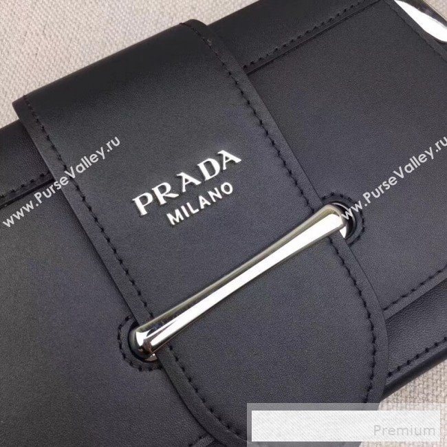 Prada Sidonie Leather Shoulder Saddle Bag 1BD168 Black 2019 (PYZ-9053035)