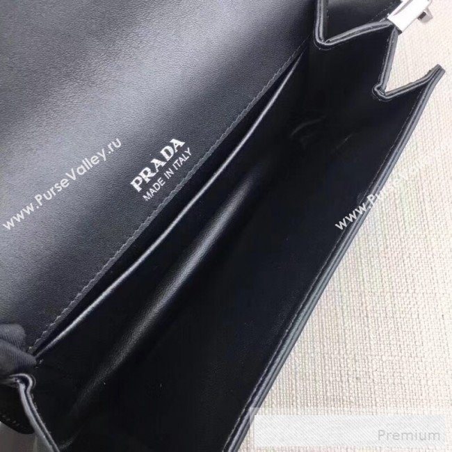 Prada Sidonie Leather Shoulder Saddle Bag 1BD168 Black 2019 (PYZ-9053035)