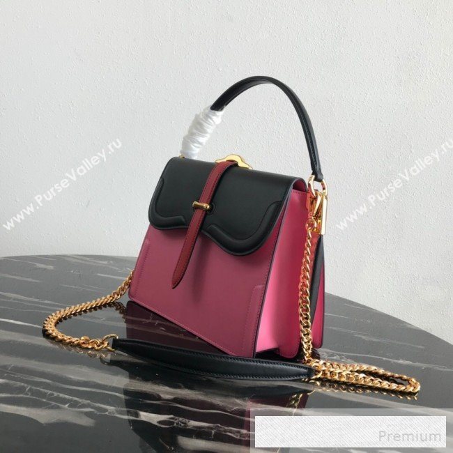 Prada Belle Leather Top Handle Bag 1BN004 Black/Pink/Red 2019 (PYZ-9053040)