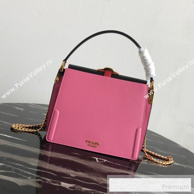 Prada Belle Leather Top Handle Bag 1BN004 Black/Pink/Red 2019 (PYZ-9053040)