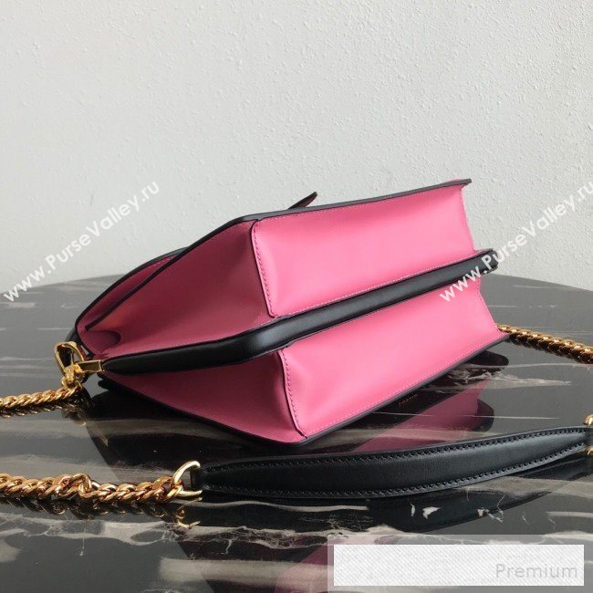 Prada Belle Leather Top Handle Bag 1BN004 Black/Pink/Red 2019 (PYZ-9053040)