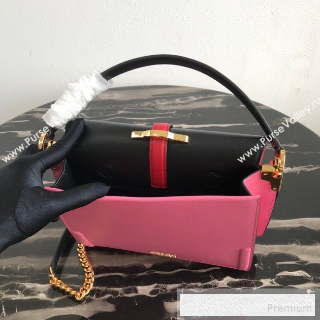 Prada Belle Leather Top Handle Bag 1BN004 Black/Pink/Red 2019 (PYZ-9053040)