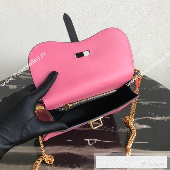 Prada Belle Leather Top Handle Bag 1BN004 Black/Pink/Red 2019 (PYZ-9053040)