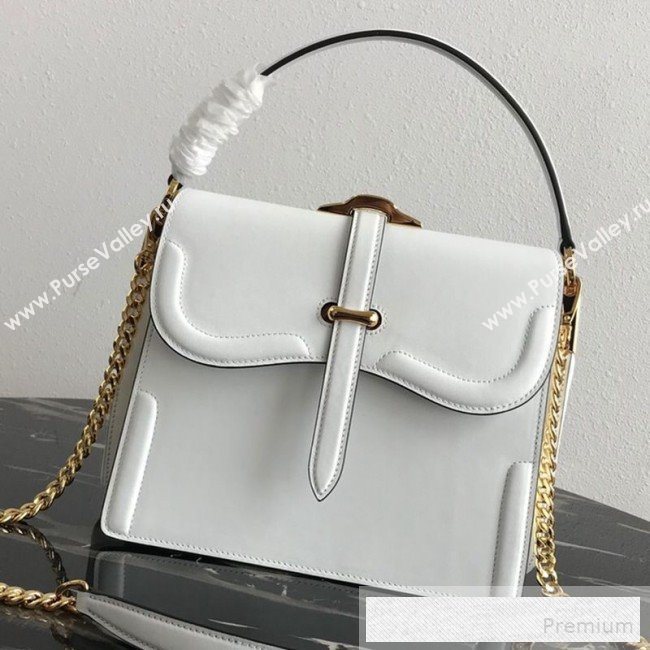 Prada Belle Leather Top Handle Bag 1BN004 White 2019 (PYZ-9053041)