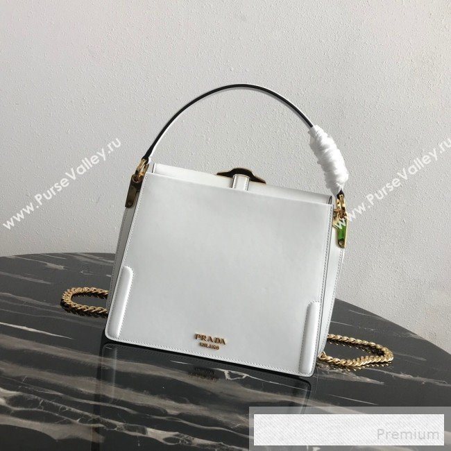 Prada Belle Leather Top Handle Bag 1BN004 White 2019 (PYZ-9053041)