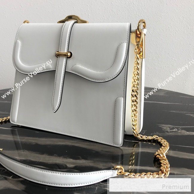 Prada Belle Leather Top Handle Bag 1BN004 White 2019 (PYZ-9053041)