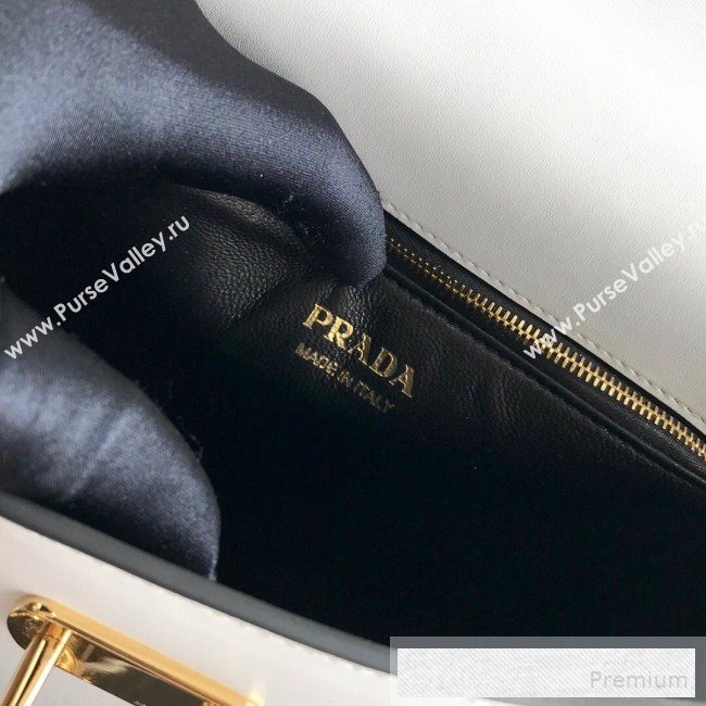 Prada Belle Leather Top Handle Bag 1BN004 White 2019 (PYZ-9053041)