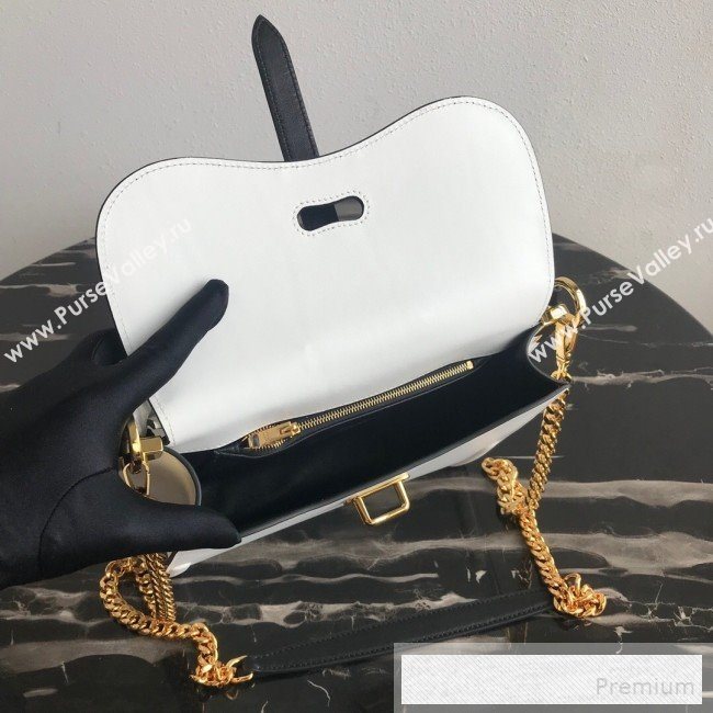 Prada Belle Leather Top Handle Bag 1BN004 White/Black/Red 2019 (PYZ-9053039)