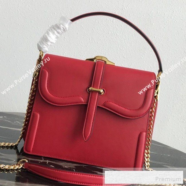 Prada Belle Leather Top Handle Bag 1BN004 Red 2019 (PYZ-9053038)