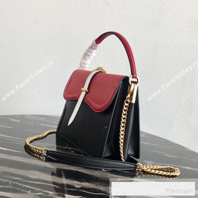 Prada Belle Leather Top Handle Bag 1BN004 Red/Black/White 2019 (PYZ-9053043)