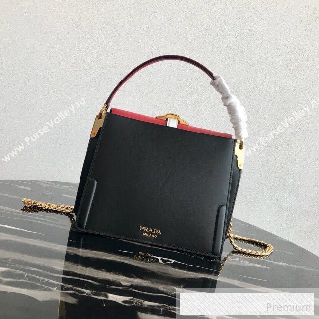 Prada Belle Leather Top Handle Bag 1BN004 Red/Black/White 2019 (PYZ-9053043)