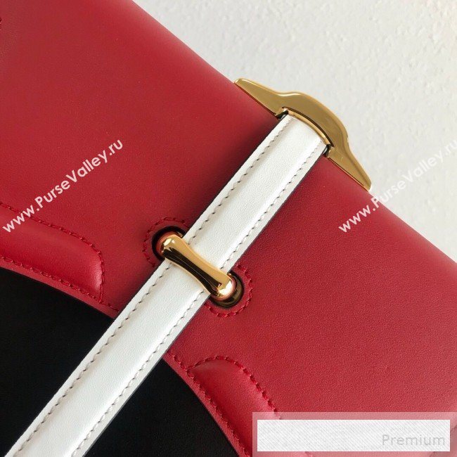 Prada Belle Leather Top Handle Bag 1BN004 Red/Black/White 2019 (PYZ-9053043)