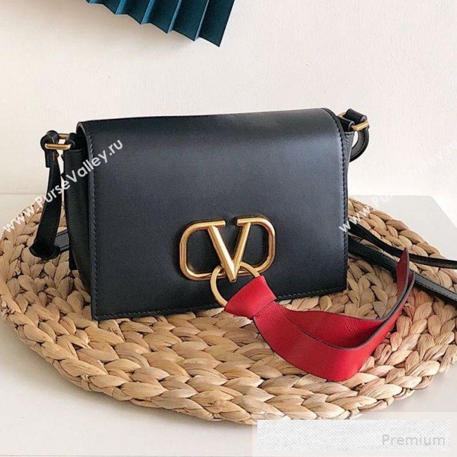Valentino VRing Small Flap Crossbody Bag Black 2019 (JJ3-9053044)