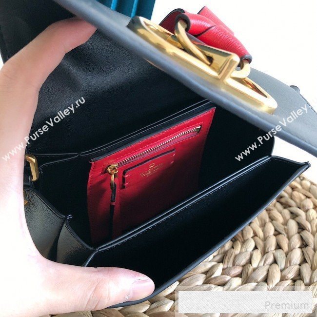 Valentino VRing Small Flap Crossbody Bag Black 2019 (JJ3-9053044)