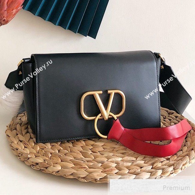 Valentino VRing Large Flap Crossbody Bag Black 2019 (JJ3-9053047)