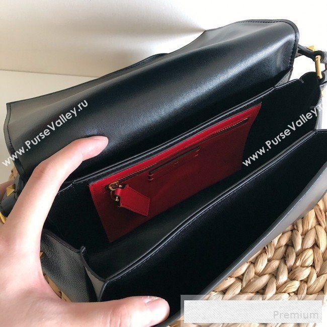 Valentino VRing Large Flap Crossbody Bag Black 2019 (JJ3-9053047)