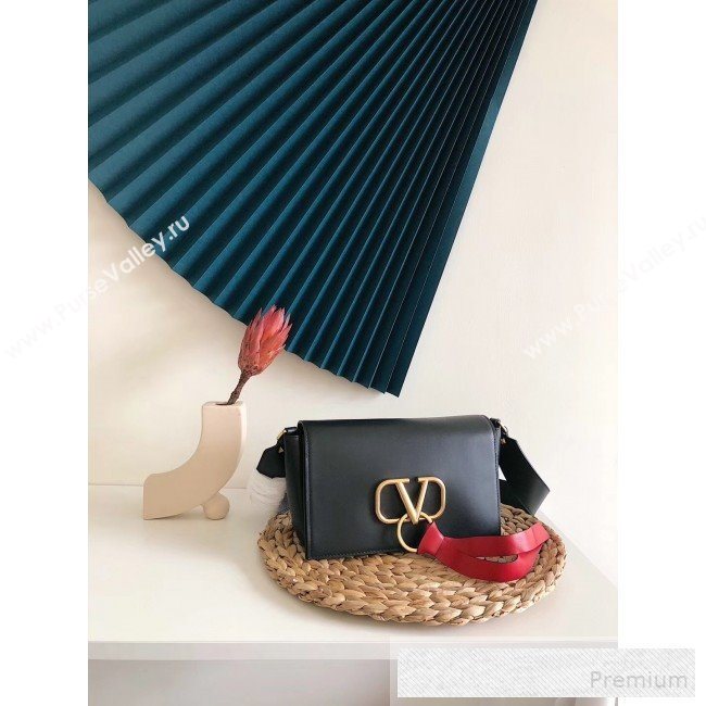 Valentino VRing Large Flap Crossbody Bag Black 2019 (JJ3-9053047)