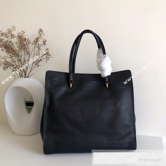 Valentino VRing Shopping Tote Bag in Grained Leather Black/Red 2019 (JJ3-9053049)