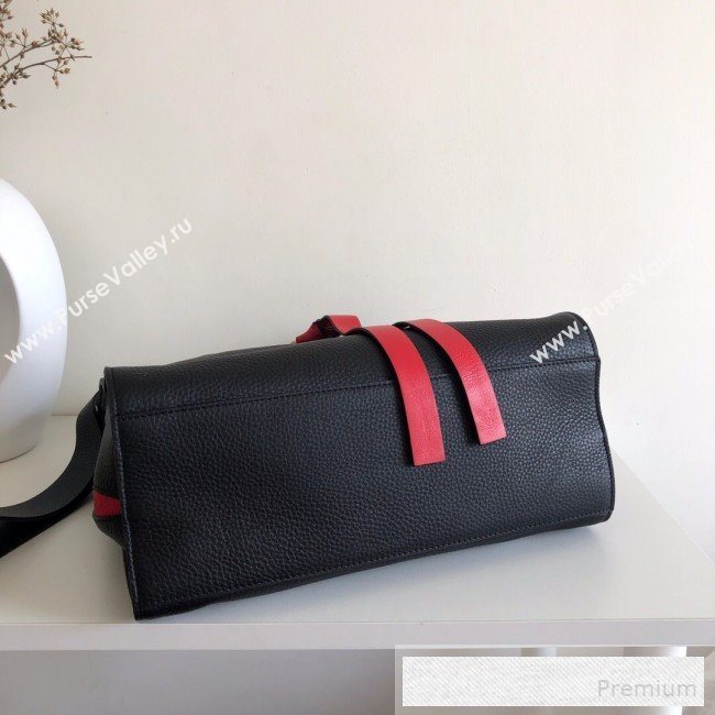 Valentino VRing Shopping Tote Bag in Grained Leather Black/Red 2019 (JJ3-9053049)