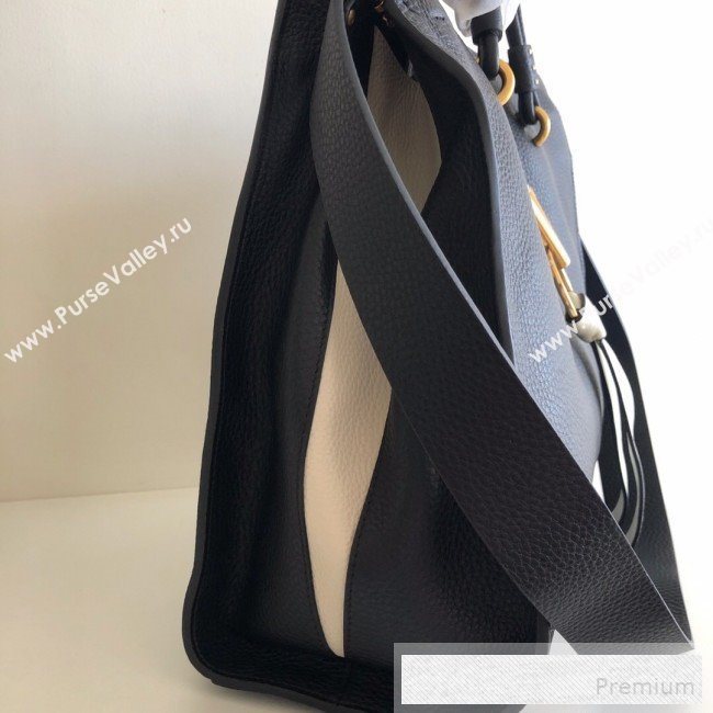 Valentino VRing Shopping Tote Bag in Grained Leather Black/White 2019 (JJ3-9053050)