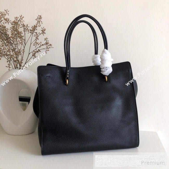 Valentino VRing Shopping Tote Bag in Grained Leather Black/White 2019 (JJ3-9053050)