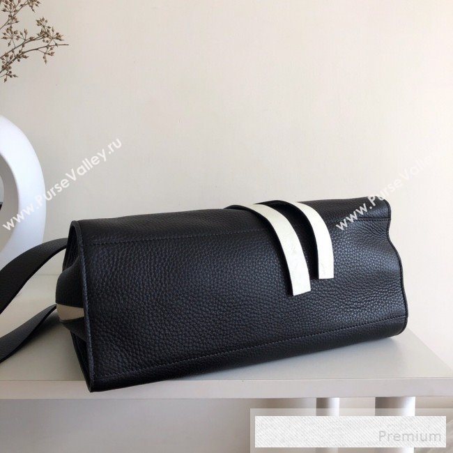 Valentino VRing Shopping Tote Bag in Grained Leather Black/White 2019 (JJ3-9053050)