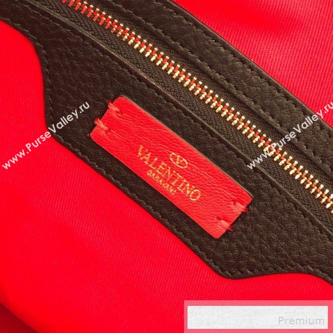 Valentino VRing Shopping Tote Bag in Grained Leather Black/White 2019 (JJ3-9053050)