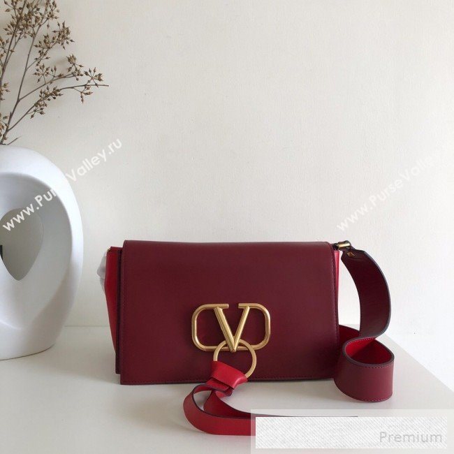 Valentino VRing Large Flap Crossbody Bag Burgundy/Red 2019 (JJ3-9053052)