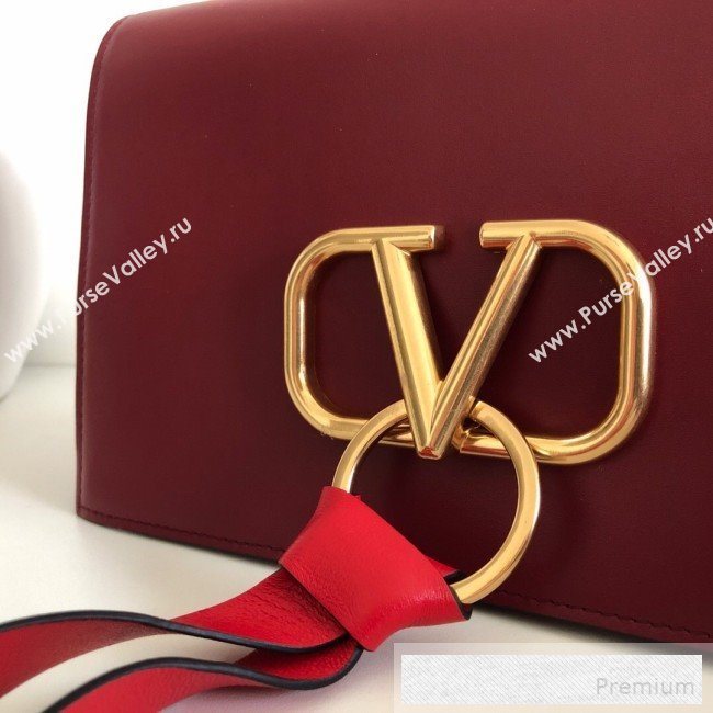 Valentino VRing Large Flap Crossbody Bag Burgundy/Red 2019 (JJ3-9053052)